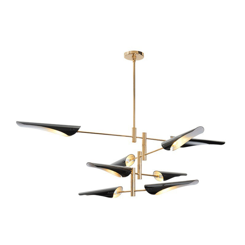 Post-Modern Metallic Burst Chandelier Light for Living Room
