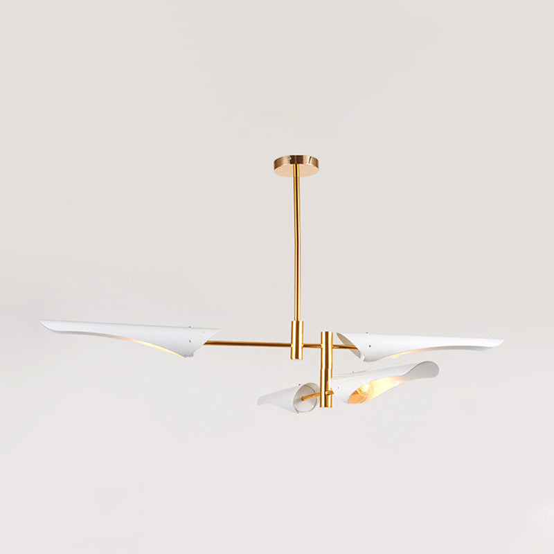 Post-Modern Metallic Burst Chandelier Light for Living Room