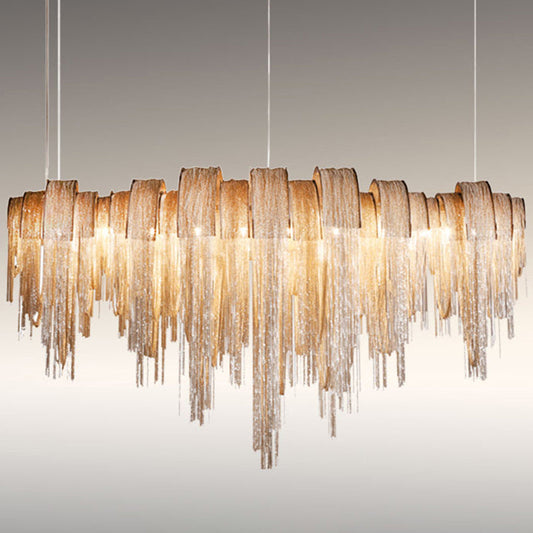 Postmodern Aluminum Tassel Pendant Lighting With 10 Bulbs - Island Ceiling Light