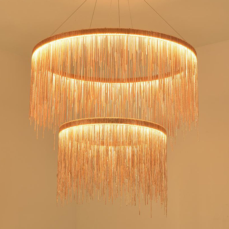 Postmodern LED Chandelier: Aluminum Chainlet Pendant Light for Living Room