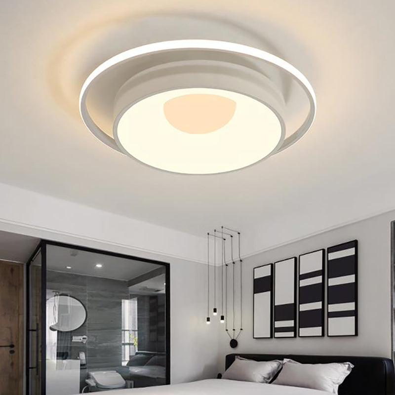 Modern LED Flush Mount Lighting in White/Pink/Blue - Round Acrylic Ceiling Lamp Fixture in Warm/White/Neutral Light, 16"/19.5" Wide