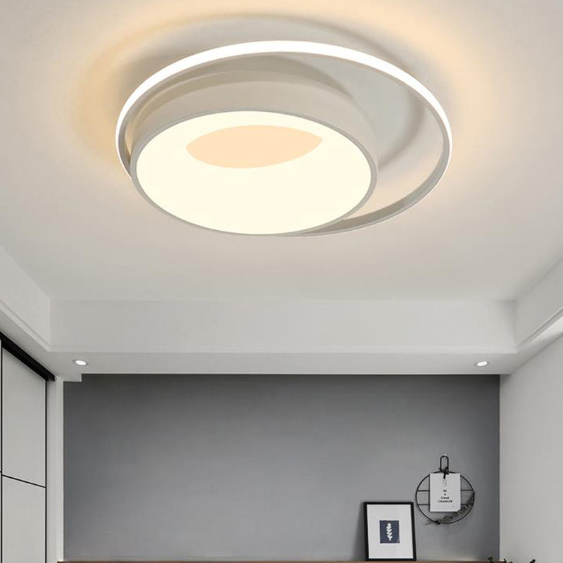 Modern LED Flush Mount Lighting in White/Pink/Blue - Round Acrylic Ceiling Lamp Fixture in Warm/White/Neutral Light, 16"/19.5" Wide