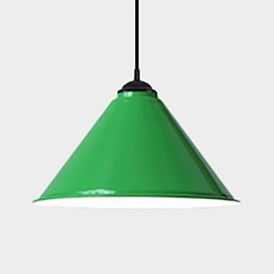 Retro Style Metal Cone Shade Ceiling Light - Black/Gray/White - 1 Light - Bedroom Hanging Lamp - 12"/16" Diameter