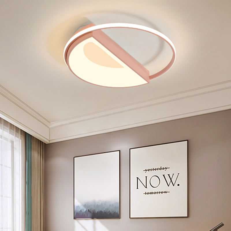 Contemporary Round Acrylic Flush Mount Lamp Led 18/21.5 Wide White/Pink/Blue For Bedroom In