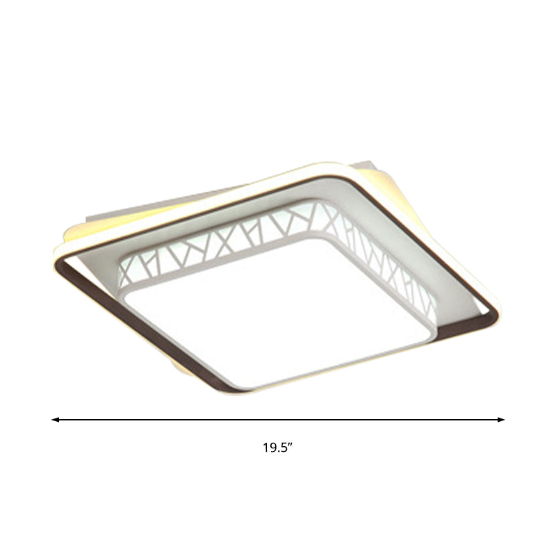 Modernist LED Flush Mount Lamp with White Acrylic Shade - Bedroom Lighting
