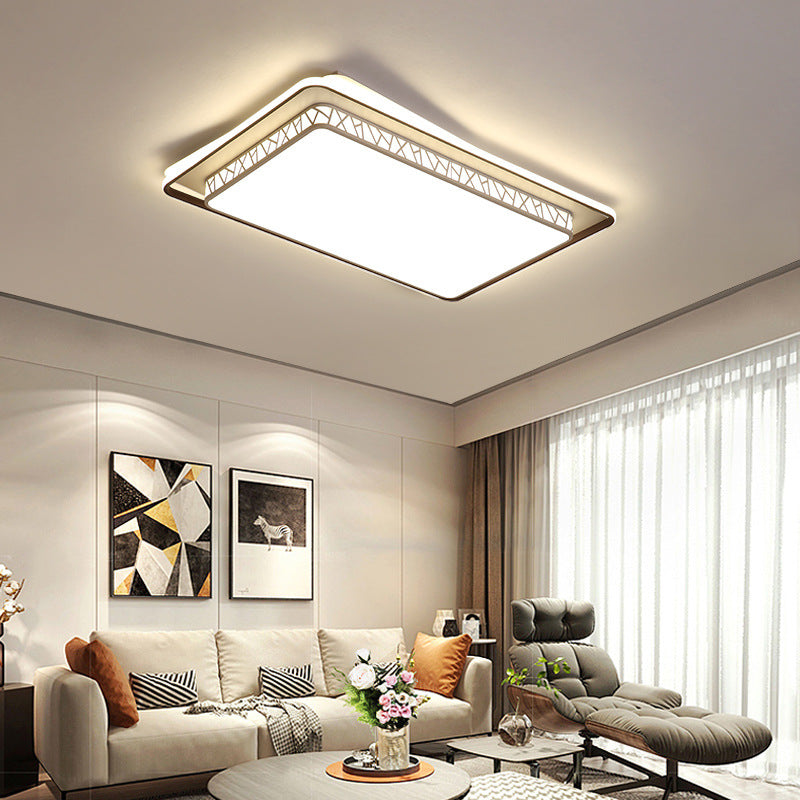 Modernist LED Flush Mount Lamp with White Acrylic Shade - Bedroom Lighting