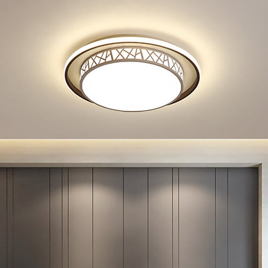 Modernist LED Flush Mount Lamp with White Acrylic Shade - Bedroom Lighting