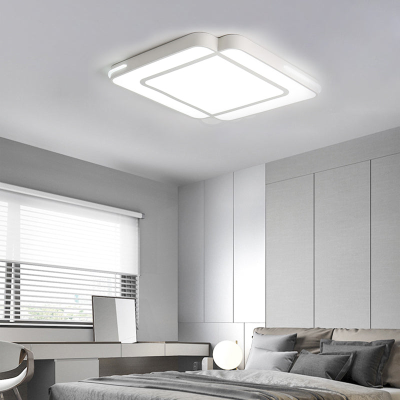 Luminaire encastré à LED moderne avec abat-jour en acrylique - Design carré noir/blanc - Lumière blanche, 16"/19,5"/23,5" de large