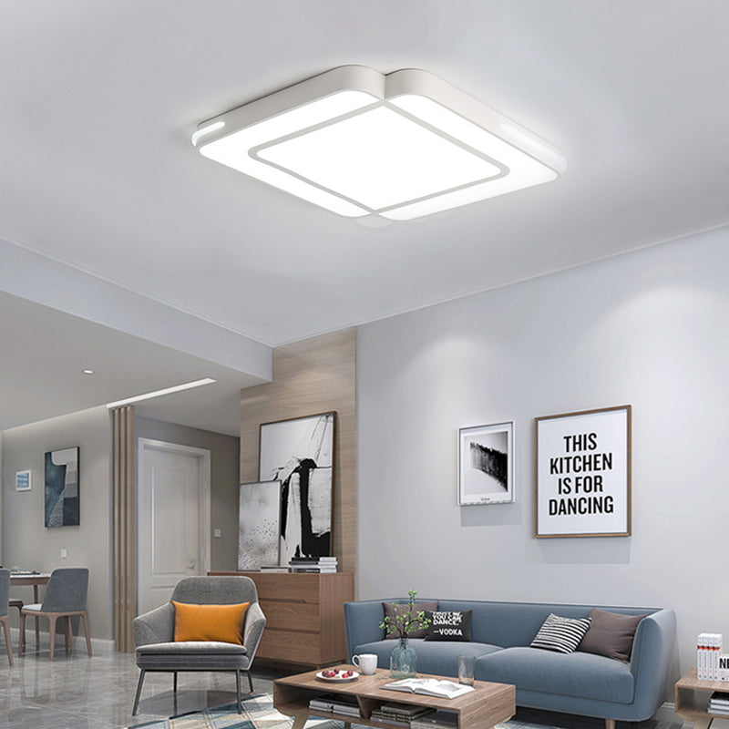 Luminaire encastré à LED moderne avec abat-jour en acrylique - Design carré noir/blanc - Lumière blanche, 16"/19,5"/23,5" de large