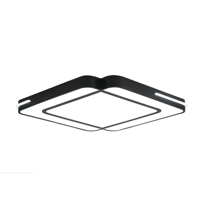 Luminaire encastré à LED moderne avec abat-jour en acrylique - Design carré noir/blanc - Lumière blanche, 16"/19,5"/23,5" de large