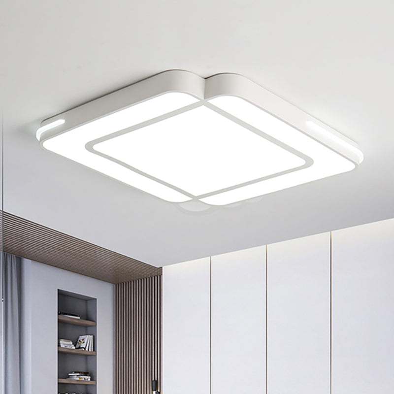 Luminaire encastré à LED moderne avec abat-jour en acrylique - Design carré noir/blanc - Lumière blanche, 16"/19,5"/23,5" de large