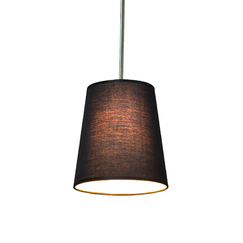 Modern Fabric Cylinder Pendant Light - Black/White/Flaxen, 8"/11" Wide
