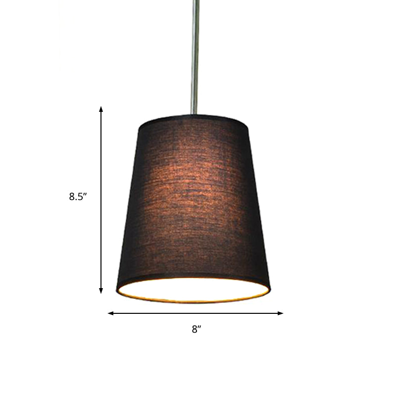 Modern Fabric Cylinder Pendant Light - Black/White/Flaxen, 8"/11" Wide