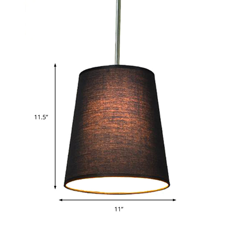 Modern Fabric Cylinder Pendant Light - Black/White/Flaxen, 8"/11" Wide