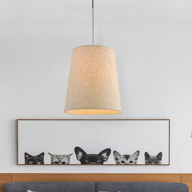 Modern Fabric Cylinder Pendant Light - Black/White/Flaxen, 8"/11" Wide
