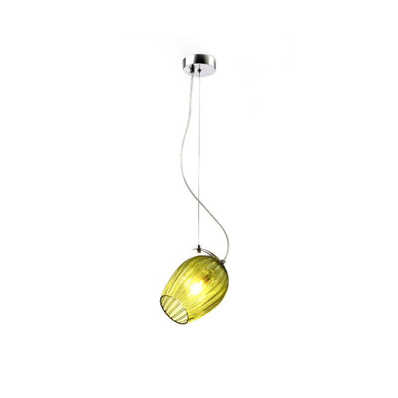 Modernist Tulip Pendant Light with Prismatic Glass - Clear/Amber/Smoke