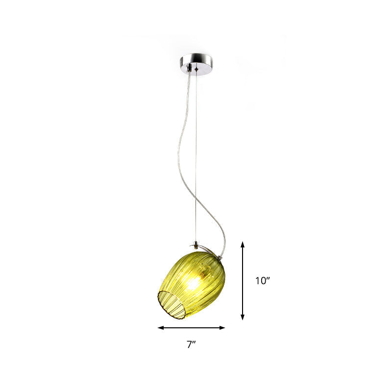 Modernist Tulip Pendant Light with Prismatic Glass - Clear/Amber/Smoke