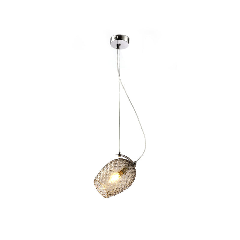 Modernist Tulip Pendant Light with Prismatic Glass - Clear/Amber/Smoke