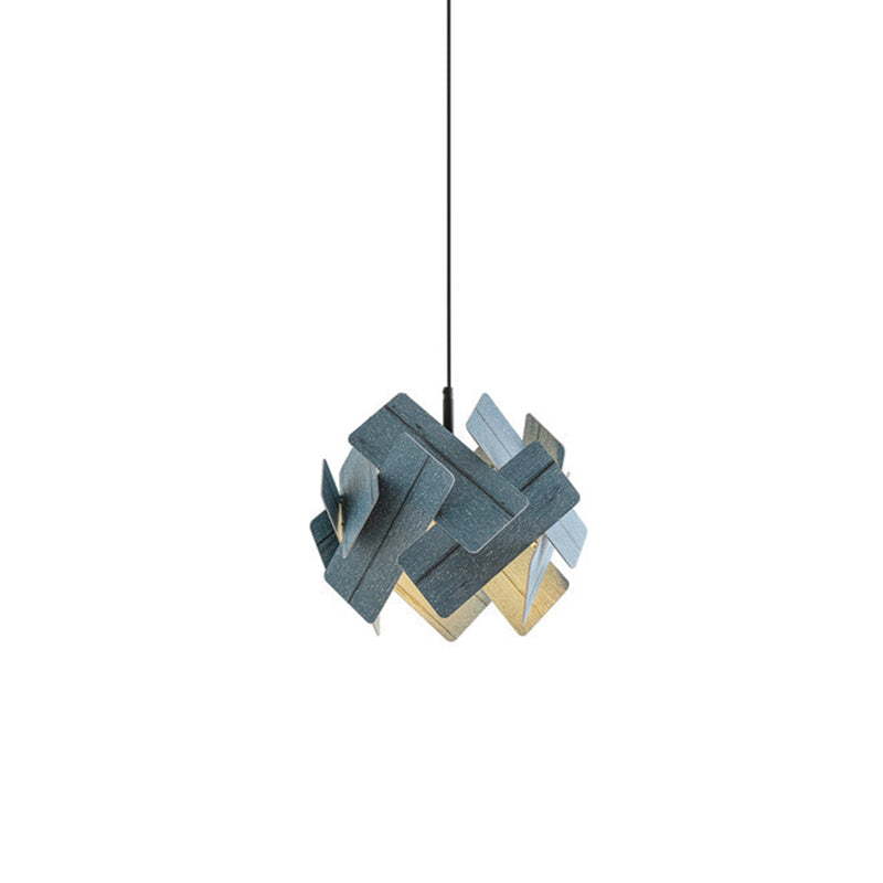 Nordic Style Acrylic Flower Pendant Lamp - Modern 1-Light Hanging Ceiling Light in Red/Blue/Light Wood