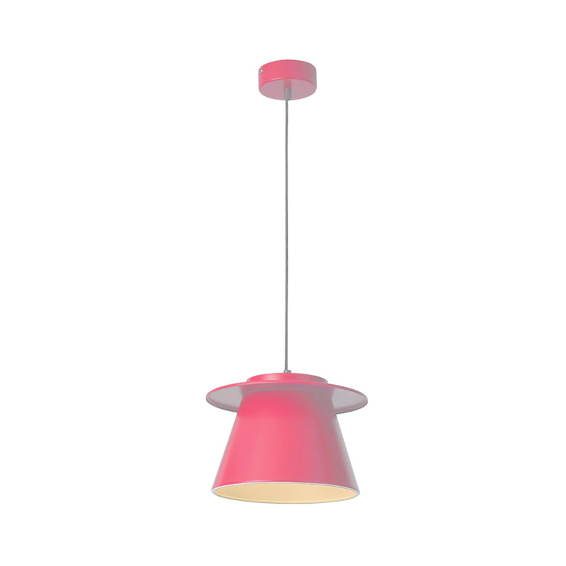Modernist Barrel Pendant Lamp: 1-Light Metal Hanging Ceiling Light For Restaurants -