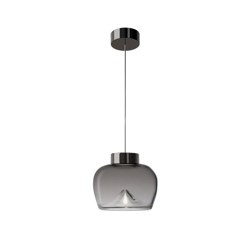 Nordic Style Dome Pendant Lighting With Tan/Clear/Smoky Glass - Warm Light