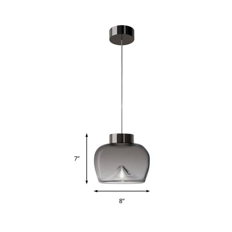 Nordic Style Dome Pendant Lighting: Tan/Clear/Smoky Glass, 1-Light Hanging Ceiling Lamp in Warm Light
