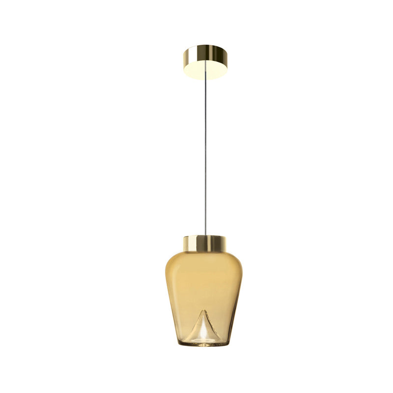 Nordic Style Dome Pendant Lighting With Tan/Clear/Smoky Glass - Warm Light