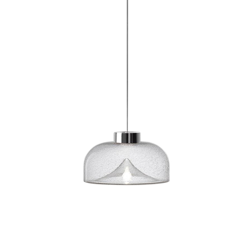 Nordic Style Dome Pendant Lighting: Tan/Clear/Smoky Glass, 1-Light Hanging Ceiling Lamp in Warm Light