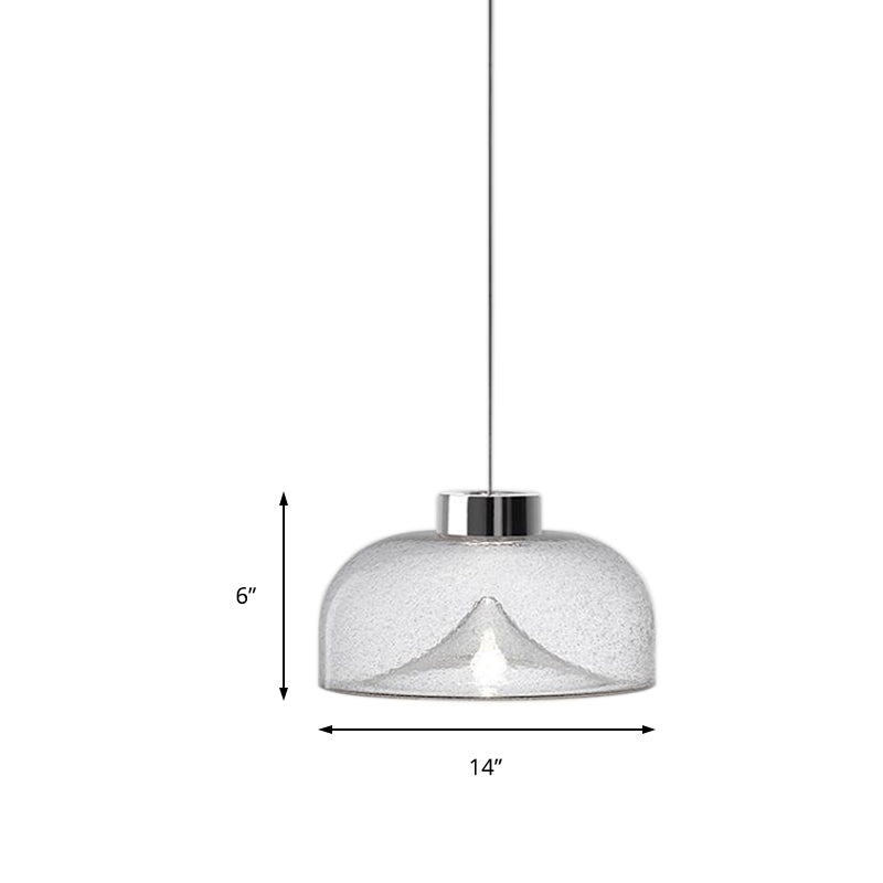 Nordic Style Dome Pendant Lighting: Tan/Clear/Smoky Glass, 1-Light Hanging Ceiling Lamp in Warm Light