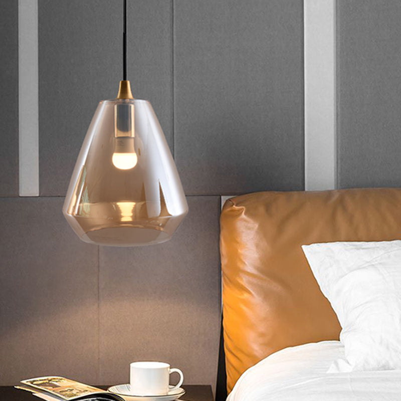 Diamond Suspension Pendant: Modern Cream/Amber/Smoke Glass Hanging Lamp for Dining Room