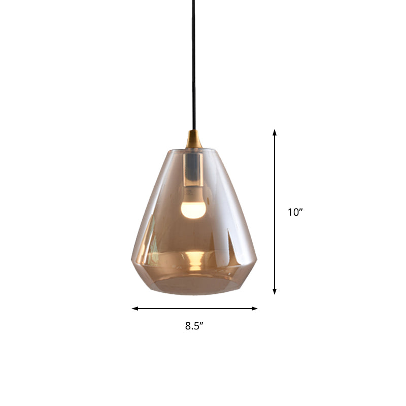 Modern Diamond Suspension Pendant With Cream/Amber/Smoke Glass For Dining Room Lighting