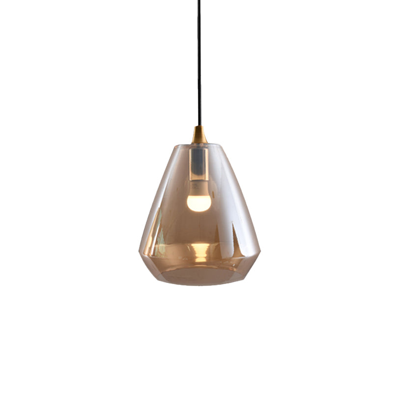 Modern Diamond Suspension Pendant With Cream/Amber/Smoke Glass For Dining Room Lighting