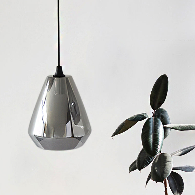 Modern Diamond Suspension Pendant With Cream/Amber/Smoke Glass For Dining Room Lighting
