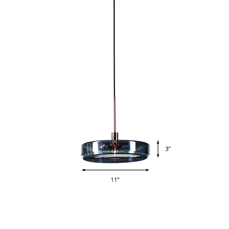 Modernist Green Glass Circular Suspension Pendant Light for Living Room - 1 Light Hanging Lamp (Vertical/Horizontal Type)