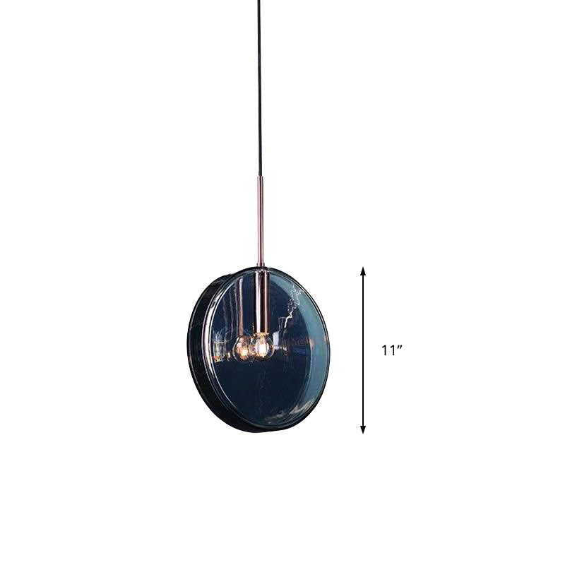 Modernist Green Glass Circular Suspension Pendant Light for Living Room - 1 Light Hanging Lamp (Vertical/Horizontal Type)
