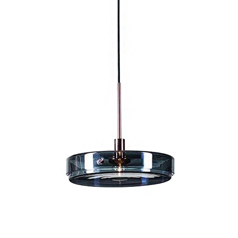 Modernist Green Glass Circular Suspension Pendant Light for Living Room - 1 Light Hanging Lamp (Vertical/Horizontal Type)