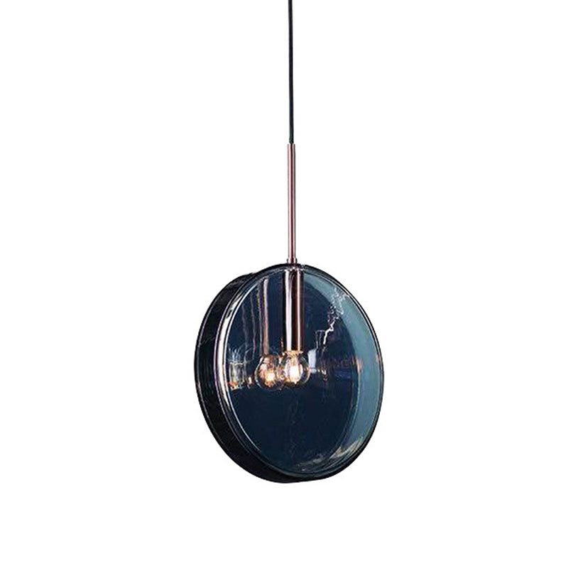 Modernist Green Glass Circular Suspension Pendant Light for Living Room - 1 Light Hanging Lamp (Vertical/Horizontal Type)