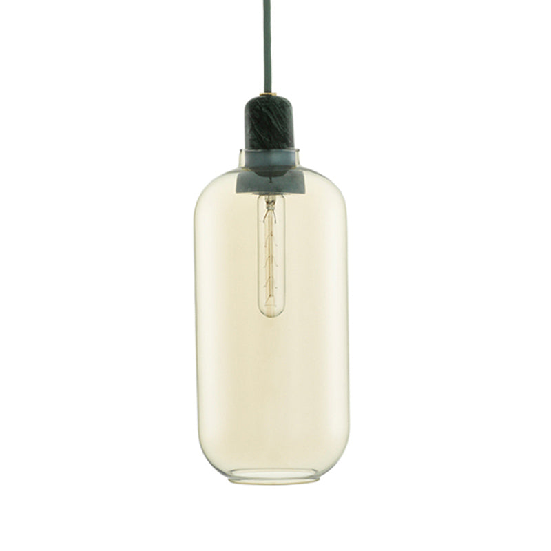 Lampe à suspension cylindrique moderniste - Verre ambré/fumé, 1 lumière, 4"/5,5" de large - Idéale pour le plafond du salon