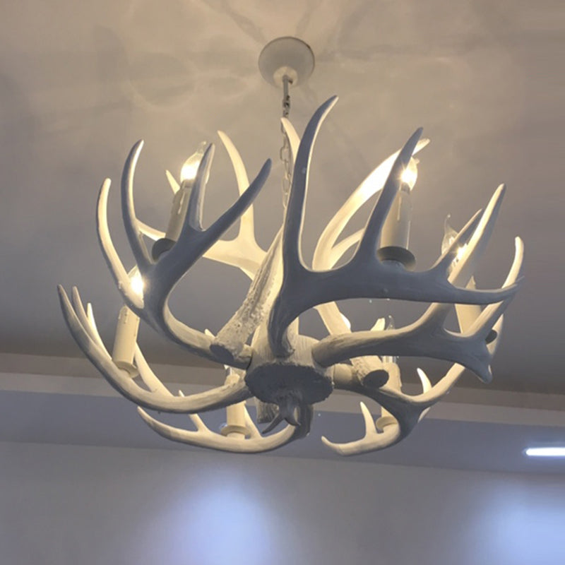 Antler-Shaped Pendant Light: Vintage Resin Chandelier For Restaurant