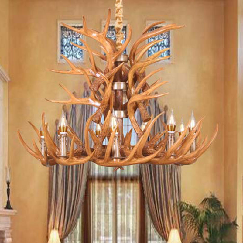 Vintage Antler Chandelier Pendant Light - Resin Hanging For Living Room