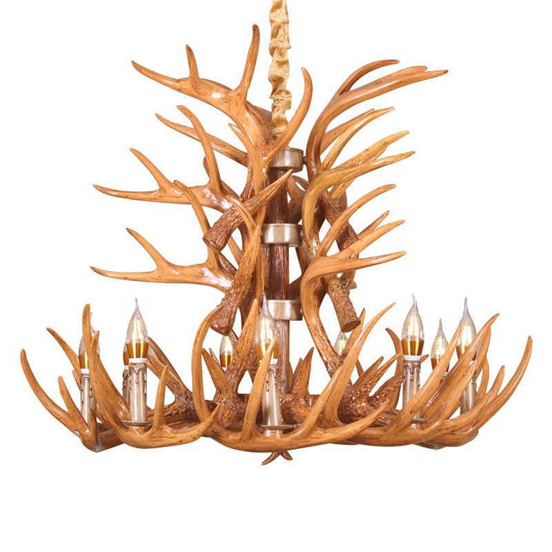 Vintage Antler Chandelier Pendant Light - Resin Hanging For Living Room
