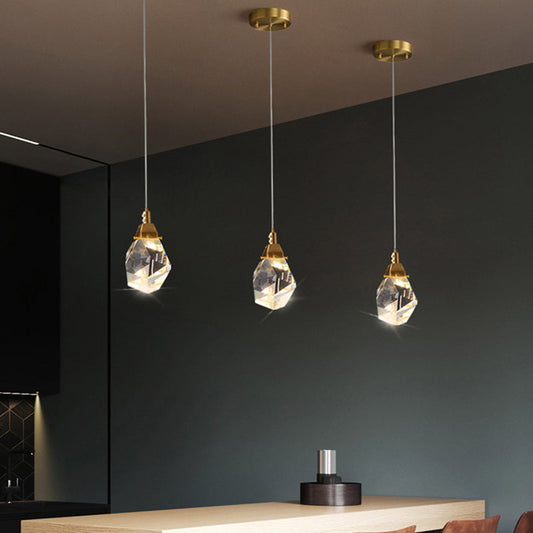 Emily - Gemstone LED Pendant Light: Artistic Brass Fixture for Dining Room
