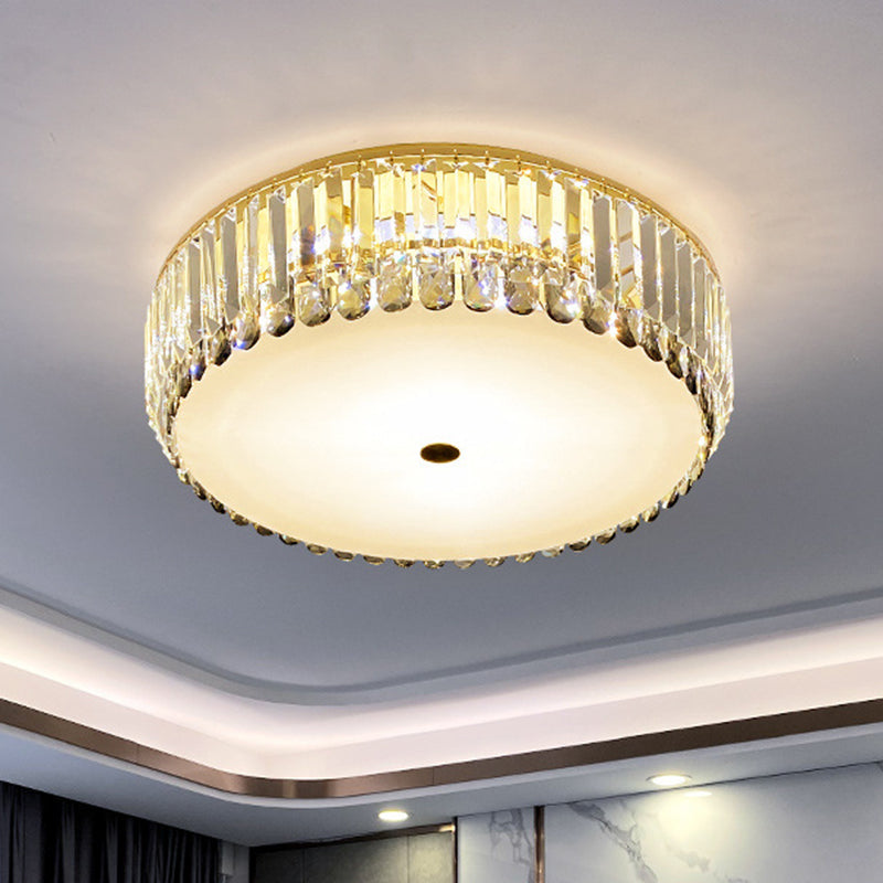 Artistic Gold K9 Crystal LED Flush Ceiling Light for Living Room