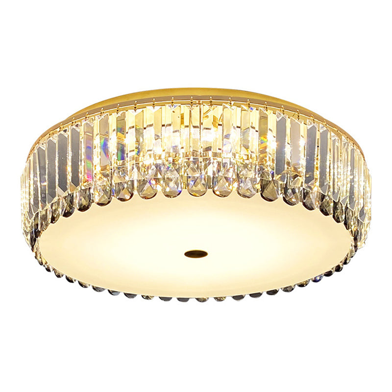 Artistic Gold K9 Crystal LED Flush Ceiling Light for Living Room