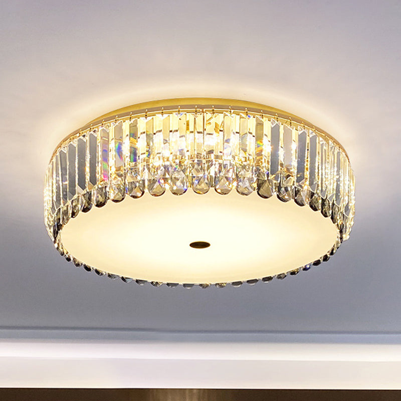 Artistic Gold K9 Crystal LED Flush Ceiling Light for Living Room