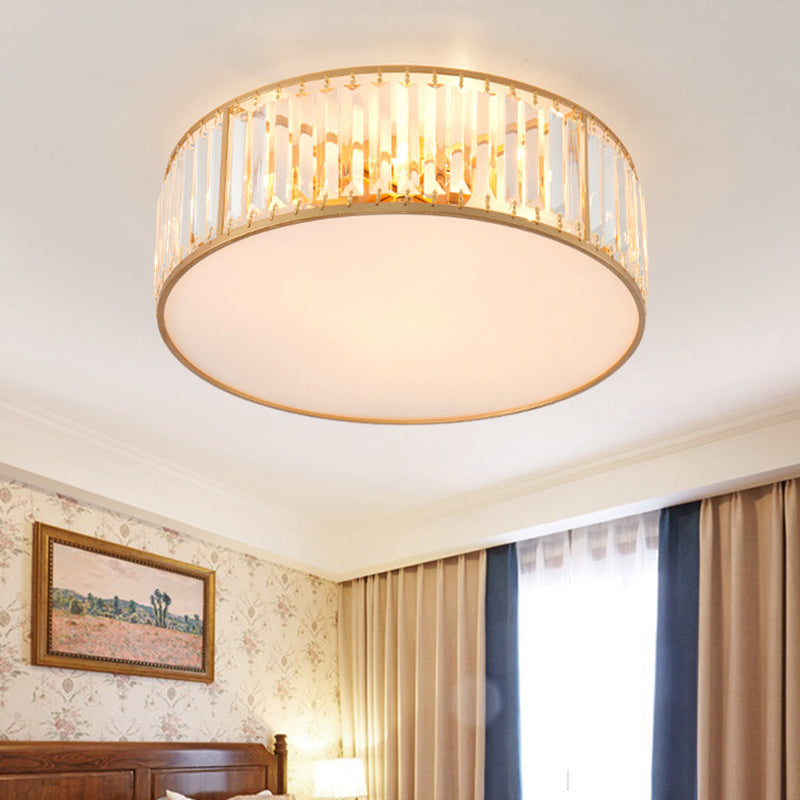 Modern Crystal Round Flush Mount Ceiling Light for Living Rooms
