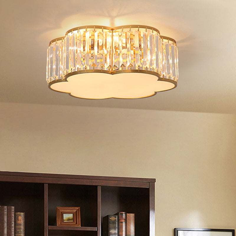 Clear Crystal Floral Flush Mount Ceiling Light for Living Room