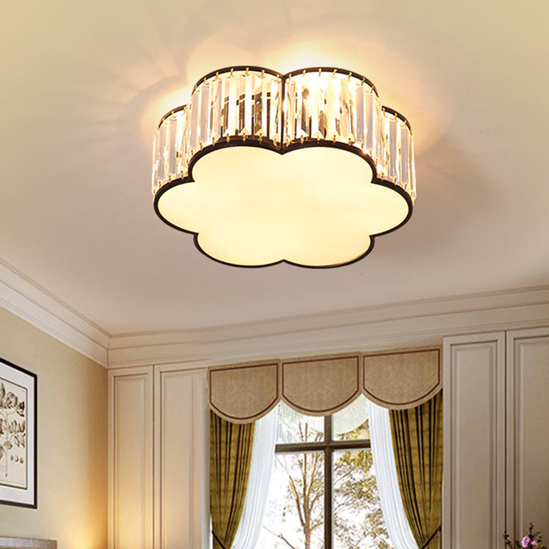 Clear Crystal Floral Flush Mount Ceiling Light for Living Room