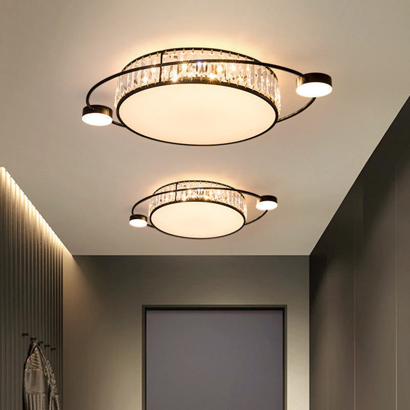 LED Flush Ceiling Light with Clear Crystal Design for Corridors