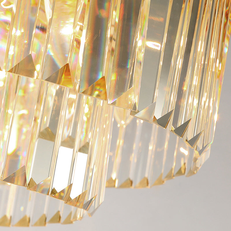 Minimalist Gold Crystal Flush Mount Lighting Fixture for Living Room